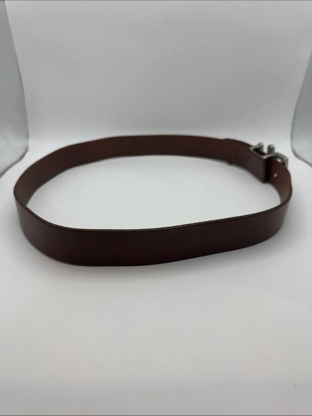 Unique Vintage Ralph Lauren Brown Leather RLL Monogram Buckle Belt Size L